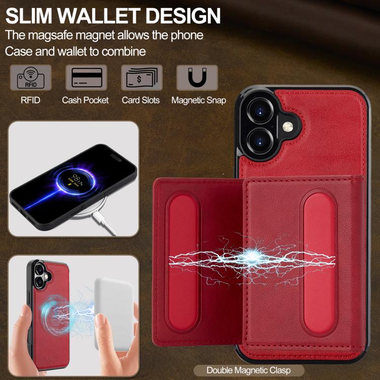 For iPhone 17 LC.IMEEKE L5 Series Detachable RFID Card Bag Magsafe Phone Case(Red) - iPhone 17 Cases by LC.IMEEKE | Online Shopping UK | buy2fix