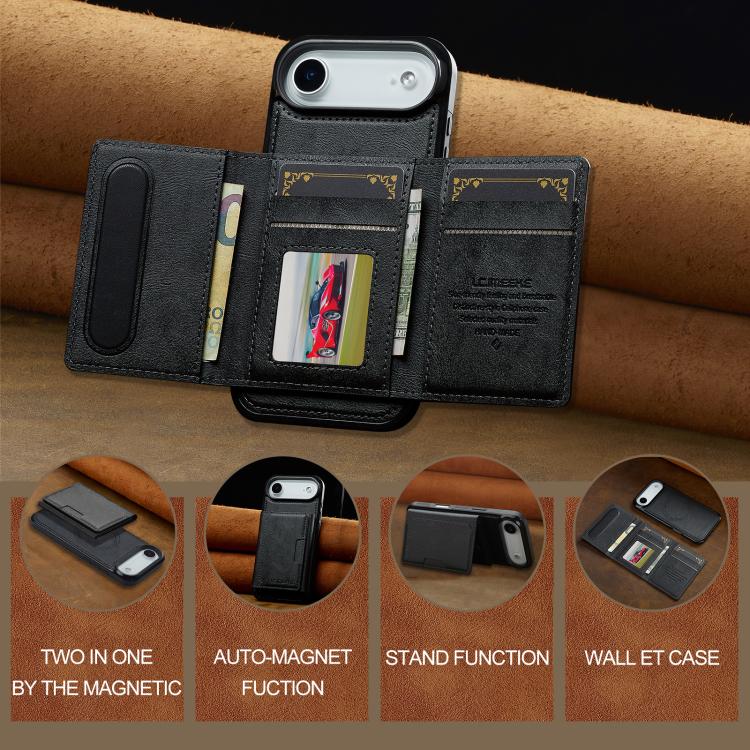 For iPhone Air LC.IMEEKE L5 Series Detachable RFID Card Bag Magsafe Phone Case(Black) - iPhone Air Cases by LC.IMEEKE | Online Shopping UK | buy2fix