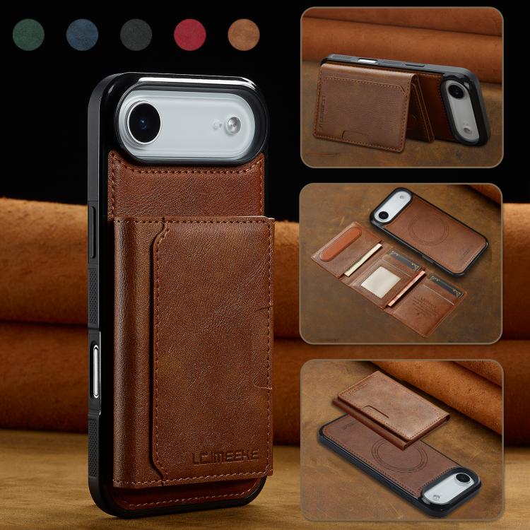 For iPhone 17 Air LC.IMEEKE L5 Series Detachable RFID Card Bag Magsafe Phone Case(Brown) - iPhone 17 Air Cases by LC.IMEEKE | Online Shopping UK | buy2fix