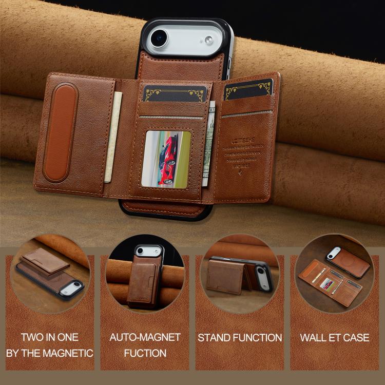 For iPhone 17 Air LC.IMEEKE L5 Series Detachable RFID Card Bag Magsafe Phone Case(Brown) - iPhone 17 Air Cases by LC.IMEEKE | Online Shopping UK | buy2fix