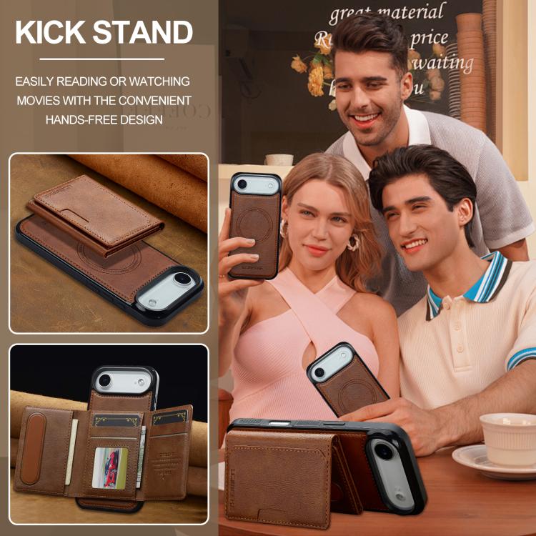 For iPhone 17 Air LC.IMEEKE L5 Series Detachable RFID Card Bag Magsafe Phone Case(Brown) - iPhone 17 Air Cases by LC.IMEEKE | Online Shopping UK | buy2fix