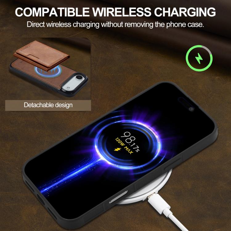 For iPhone 17 Air LC.IMEEKE L5 Series Detachable RFID Card Bag Magsafe Phone Case(Brown) - iPhone 17 Air Cases by LC.IMEEKE | Online Shopping UK | buy2fix