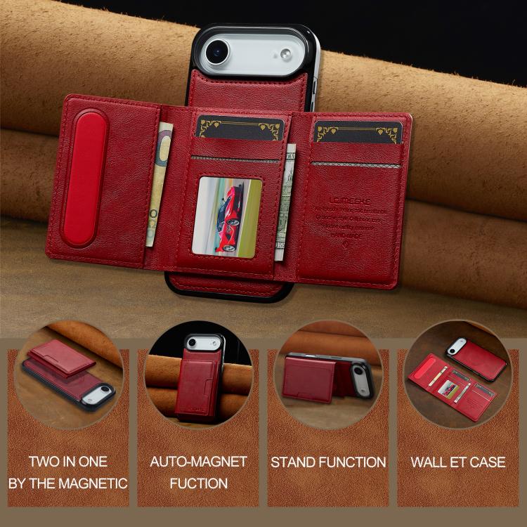 For iPhone 17 Air LC.IMEEKE L5 Series Detachable RFID Card Bag Magsafe Phone Case(Red) - iPhone 17 Air Cases by LC.IMEEKE | Online Shopping UK | buy2fix