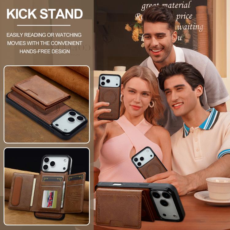 For iPhone 17 Pro LC.IMEEKE L5 Series Detachable RFID Card Bag Magsafe Phone Case(Brown) - iPhone 17 Pro Cases by LC.IMEEKE | Online Shopping UK | buy2fix