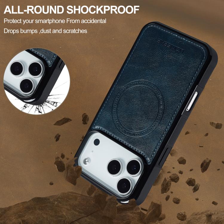 For iPhone 17 Pro LC.IMEEKE L5 Series Detachable RFID Card Bag Magsafe Phone Case(Blue) - iPhone 17 Pro Cases by LC.IMEEKE | Online Shopping UK | buy2fix