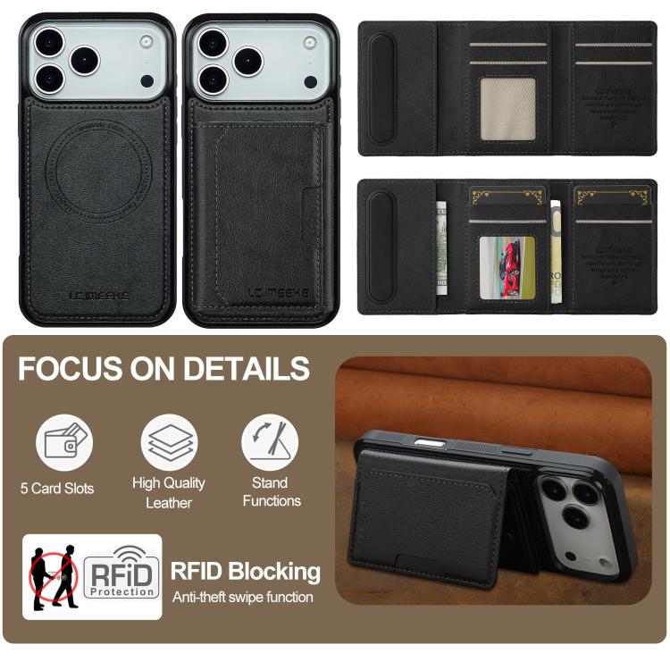 For iPhone 17 Pro Max LC.IMEEKE L5 Series Detachable RFID Card Bag Magsafe Phone Case(Black) - iPhone 17 Pro Max Cases by LC.IMEEKE | Online Shopping UK | buy2fix