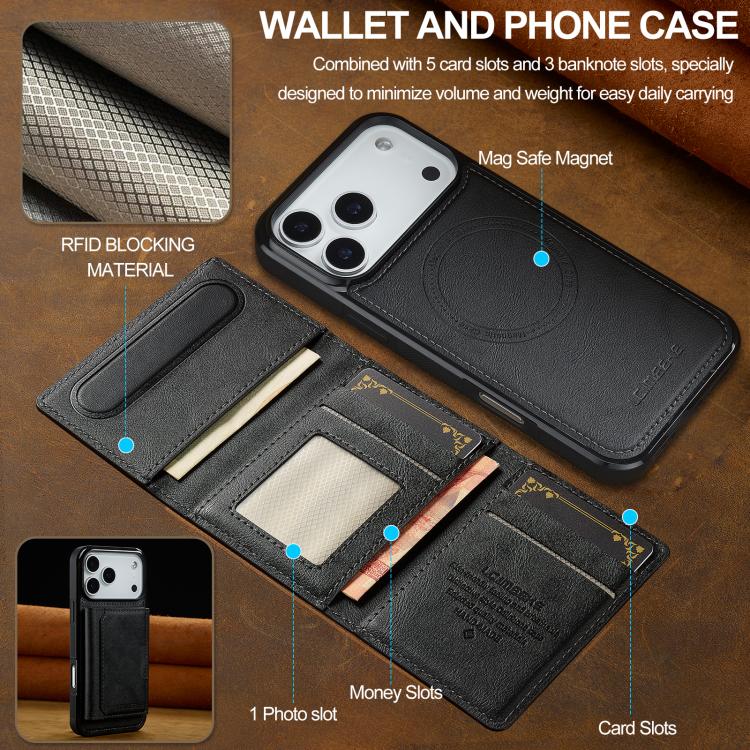 For iPhone 17 Pro Max LC.IMEEKE L5 Series Detachable RFID Card Bag Magsafe Phone Case(Black) - iPhone 17 Pro Max Cases by LC.IMEEKE | Online Shopping UK | buy2fix