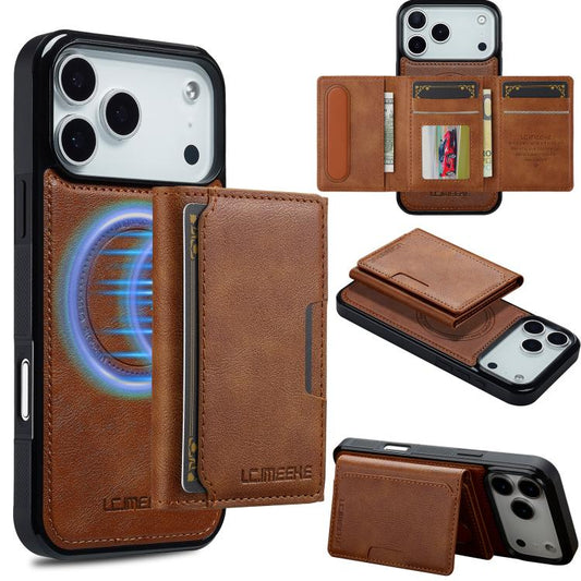 For iPhone 17 Pro Max LC.IMEEKE L5 Series Detachable RFID Card Bag Magsafe Phone Case(Brown) - iPhone 17 Pro Max Cases by LC.IMEEKE | Online Shopping UK | buy2fix