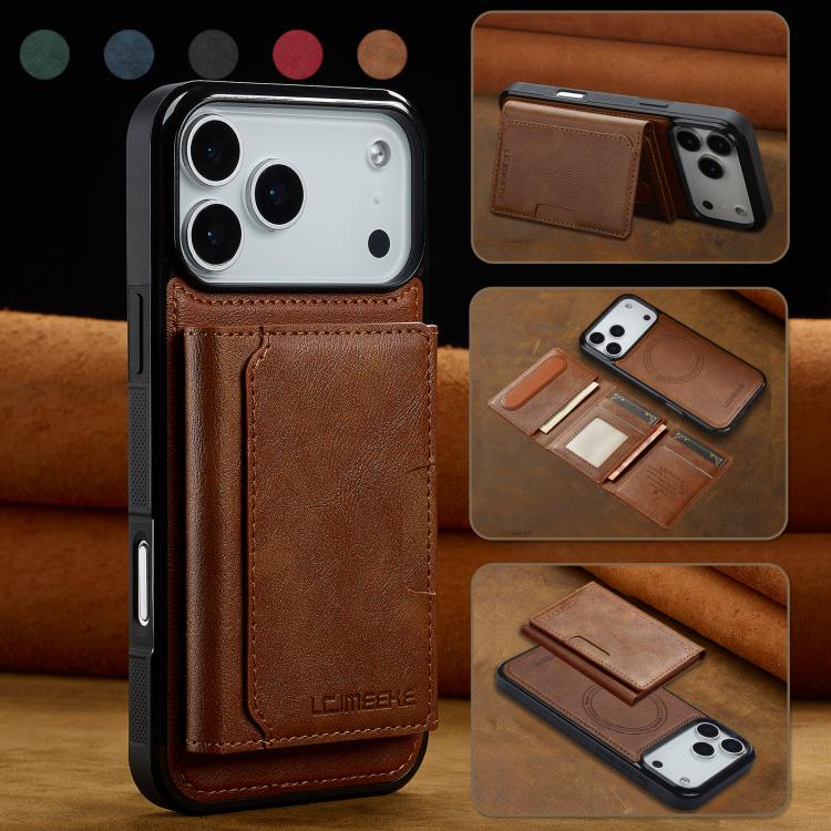 For iPhone 17 Pro Max LC.IMEEKE L5 Series Detachable RFID Card Bag Magsafe Phone Case(Brown) - iPhone 17 Pro Max Cases by LC.IMEEKE | Online Shopping UK | buy2fix
