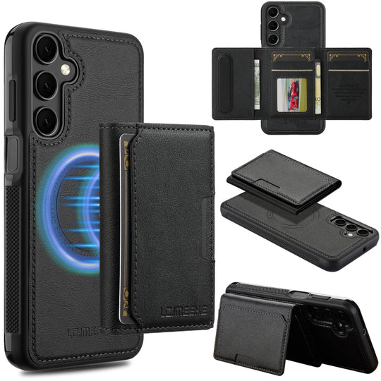 For Samsung Galaxy S24 FE 5G LC.IMEEKE L5 Series Detachable RFID Card Bag Magsafe Phone Case(Black)