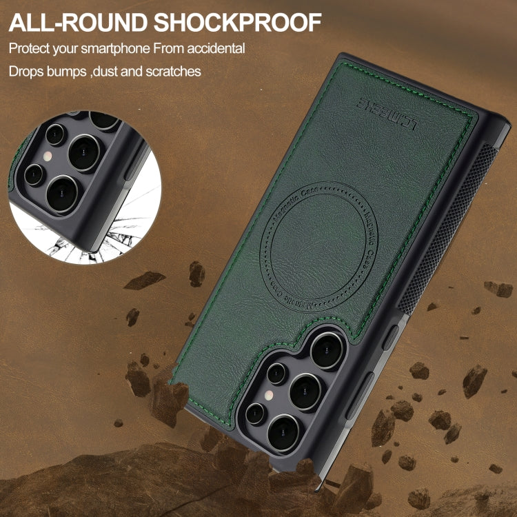 For Samsung Galaxy S24 Ultra 5G LC.IMEEKE L5 Series Detachable RFID Card Bag Magsafe Phone Case(Green) - Galaxy S24 Ultra 5G Cases by LC.IMEEKE | Online Shopping UK | buy2fix