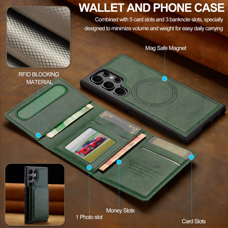 For Samsung Galaxy S24 Ultra 5G LC.IMEEKE L5 Series Detachable RFID Card Bag Magsafe Phone Case(Green) - Galaxy S24 Ultra 5G Cases by LC.IMEEKE | Online Shopping UK | buy2fix
