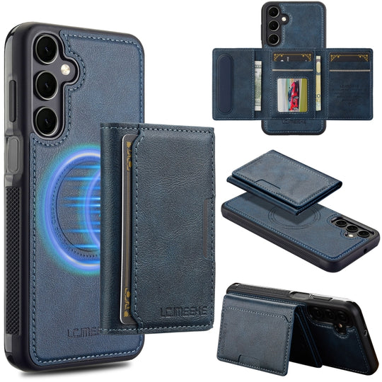 For Samsung Galaxy S24+ 5G LC.IMEEKE L5 Series Detachable RFID Card Bag Magsafe Phone Case(Blue)