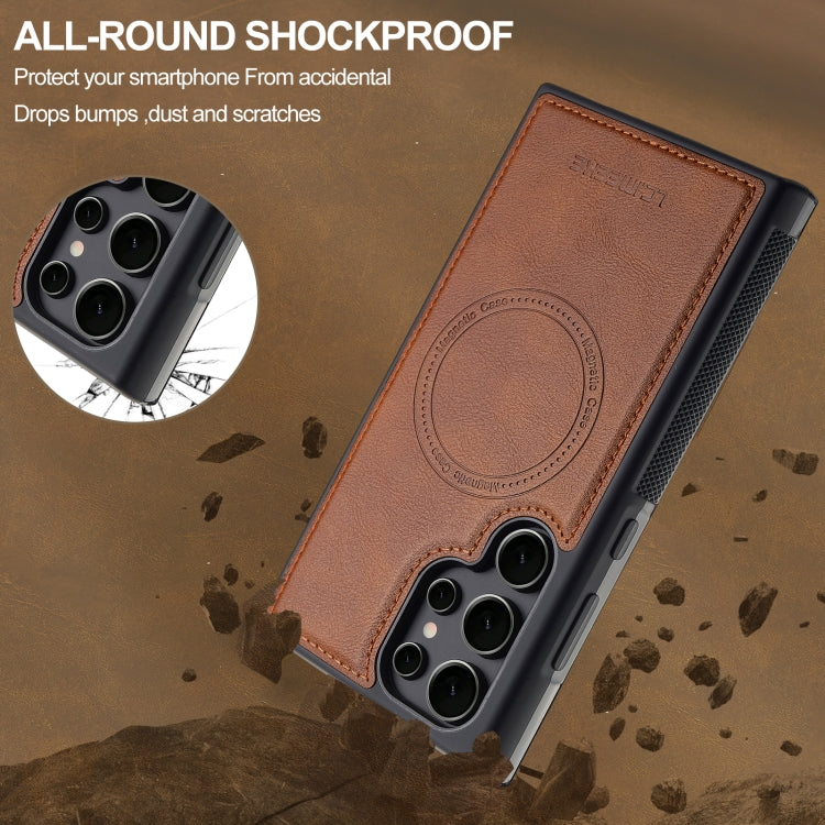 For Samsung Galaxy S23 Ultra 5G LC.IMEEKE L5 Series Detachable RFID Card Bag Magsafe Phone Case(Brown) - Galaxy S23 Ultra 5G Cases by LC.IMEEKE | Online Shopping UK | buy2fix