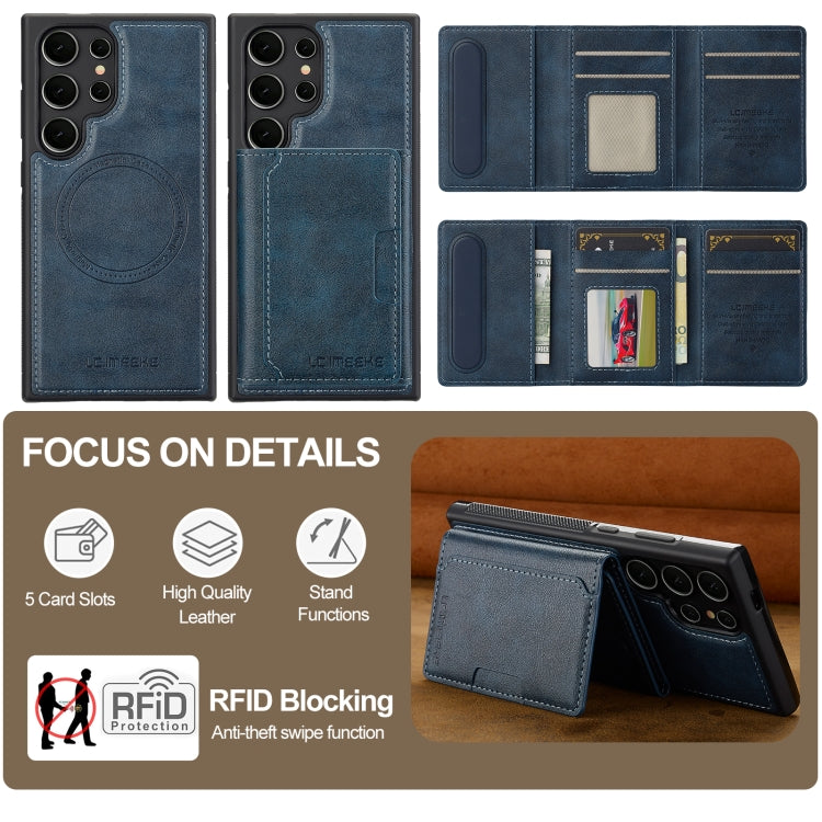 For Samsung Galaxy S23 Ultra 5G LC.IMEEKE L5 Series Detachable RFID Card Bag Magsafe Phone Case(Blue) - Galaxy S23 Ultra 5G Cases by LC.IMEEKE | Online Shopping UK | buy2fix