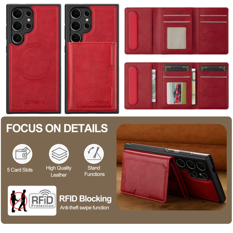 For Samsung Galaxy S23 Ultra 5G LC.IMEEKE L5 Series Detachable RFID Card Bag Magsafe Phone Case(Red) - Galaxy S23 Ultra 5G Cases by LC.IMEEKE | Online Shopping UK | buy2fix