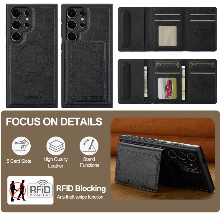 For Samsung Galaxy S22 Ultra 5G LC.IMEEKE L5 Series Detachable RFID Card Bag Magsafe Phone Case(Black) - Galaxy S22 Ultra 5G Cases by LC.IMEEKE | Online Shopping UK | buy2fix