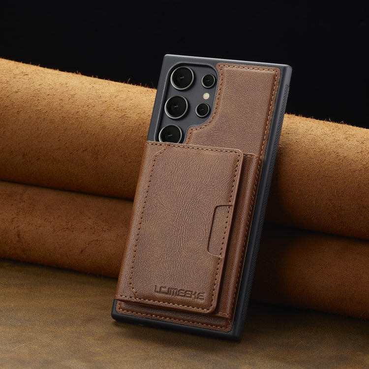 For Samsung Galaxy S22 Ultra 5G LC.IMEEKE L5 Series Detachable RFID Card Bag Magsafe Phone Case(Brown) - Galaxy S22 Ultra 5G Cases by LC.IMEEKE | Online Shopping UK | buy2fix