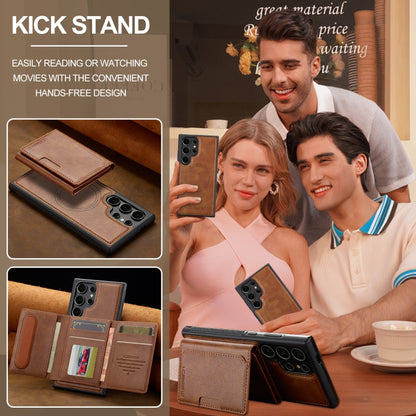 For Samsung Galaxy S22 Ultra 5G LC.IMEEKE L5 Series Detachable RFID Card Bag Magsafe Phone Case(Brown) - Galaxy S22 Ultra 5G Cases by LC.IMEEKE | Online Shopping UK | buy2fix