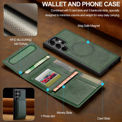 For Samsung Galaxy S22 Ultra 5G LC.IMEEKE L5 Series Detachable RFID Card Bag Magsafe Phone Case(Green) - Galaxy S22 Ultra 5G Cases by LC.IMEEKE | Online Shopping UK | buy2fix