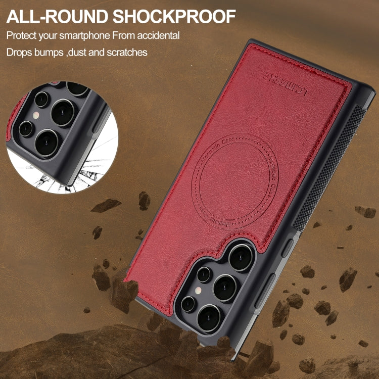 For Samsung Galaxy S22 Ultra 5G LC.IMEEKE L5 Series Detachable RFID Card Bag Magsafe Phone Case(Red) - Galaxy S22 Ultra 5G Cases by LC.IMEEKE | Online Shopping UK | buy2fix