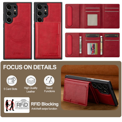 For Samsung Galaxy S22 Ultra 5G LC.IMEEKE L5 Series Detachable RFID Card Bag Magsafe Phone Case(Red) - Galaxy S22 Ultra 5G Cases by LC.IMEEKE | Online Shopping UK | buy2fix