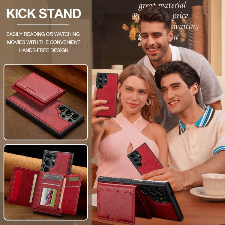 For Samsung Galaxy S22 Ultra 5G LC.IMEEKE L5 Series Detachable RFID Card Bag Magsafe Phone Case(Red) - Galaxy S22 Ultra 5G Cases by LC.IMEEKE | Online Shopping UK | buy2fix