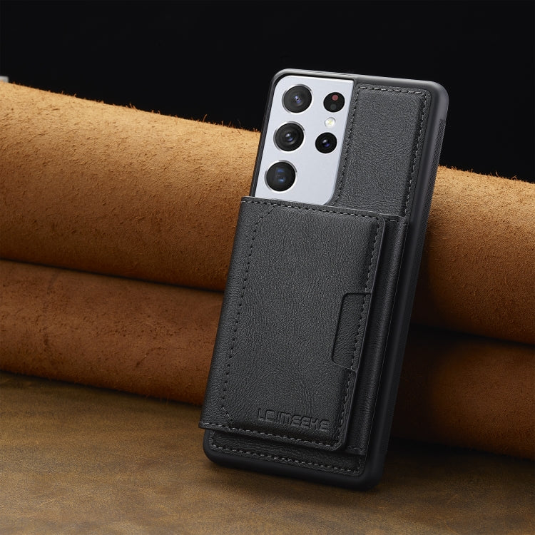 For Samsung Galaxy S21 Ultra 5G LC.IMEEKE L5 Series Detachable RFID Card Bag Magsafe Phone Case(Black) - Galaxy S21 Ultra 5G Cases by LC.IMEEKE | Online Shopping UK | buy2fix