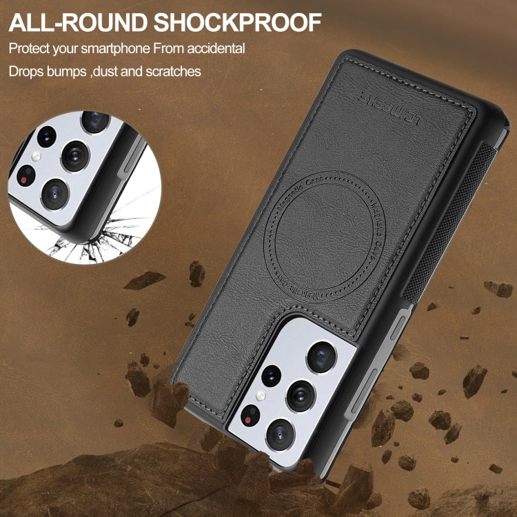 For Samsung Galaxy S21 Ultra 5G LC.IMEEKE L5 Series Detachable RFID Card Bag Magsafe Phone Case(Black) - Galaxy S21 Ultra 5G Cases by LC.IMEEKE | Online Shopping UK | buy2fix