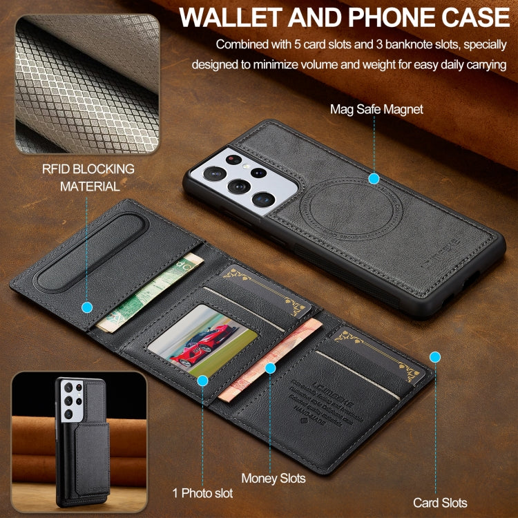 For Samsung Galaxy S21 Ultra 5G LC.IMEEKE L5 Series Detachable RFID Card Bag Magsafe Phone Case(Black) - Galaxy S21 Ultra 5G Cases by LC.IMEEKE | Online Shopping UK | buy2fix