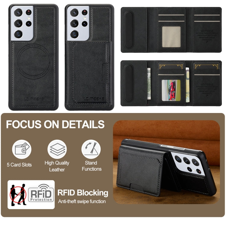 For Samsung Galaxy S21 Ultra 5G LC.IMEEKE L5 Series Detachable RFID Card Bag Magsafe Phone Case(Black) - Galaxy S21 Ultra 5G Cases by LC.IMEEKE | Online Shopping UK | buy2fix