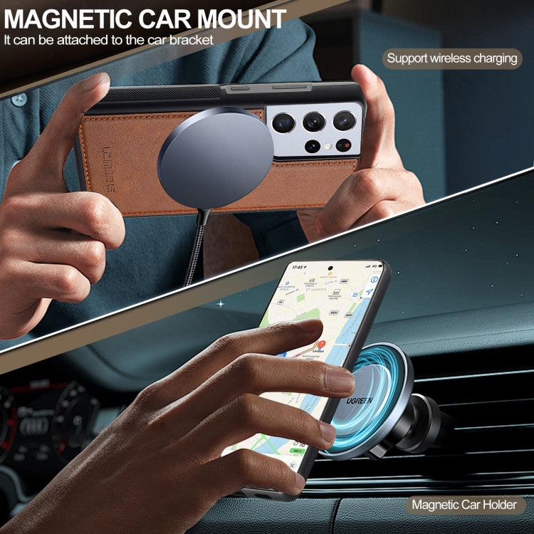 For Samsung Galaxy S21 Ultra 5G LC.IMEEKE L5 Series Detachable RFID Card Bag Magsafe Phone Case(Brown) - Galaxy S21 Ultra 5G Cases by LC.IMEEKE | Online Shopping UK | buy2fix