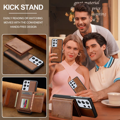 For Samsung Galaxy S21 Ultra 5G LC.IMEEKE L5 Series Detachable RFID Card Bag Magsafe Phone Case(Brown) - Galaxy S21 Ultra 5G Cases by LC.IMEEKE | Online Shopping UK | buy2fix