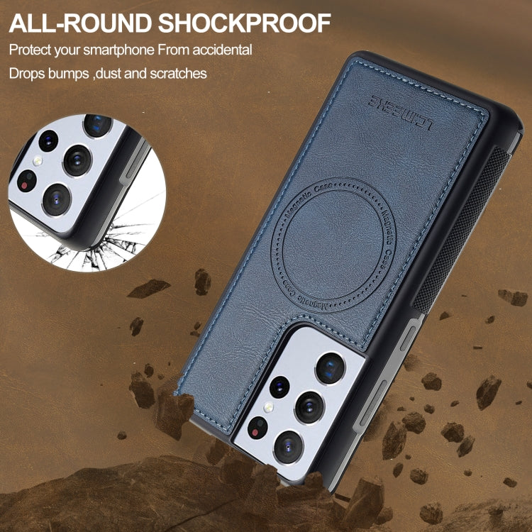 For Samsung Galaxy S21 Ultra 5G LC.IMEEKE L5 Series Detachable RFID Card Bag Magsafe Phone Case(Blue) - Galaxy S21 Ultra 5G Cases by LC.IMEEKE | Online Shopping UK | buy2fix