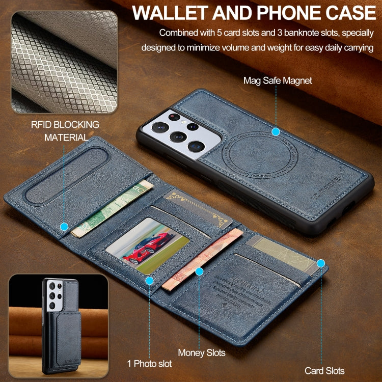 For Samsung Galaxy S21 Ultra 5G LC.IMEEKE L5 Series Detachable RFID Card Bag Magsafe Phone Case(Blue) - Galaxy S21 Ultra 5G Cases by LC.IMEEKE | Online Shopping UK | buy2fix