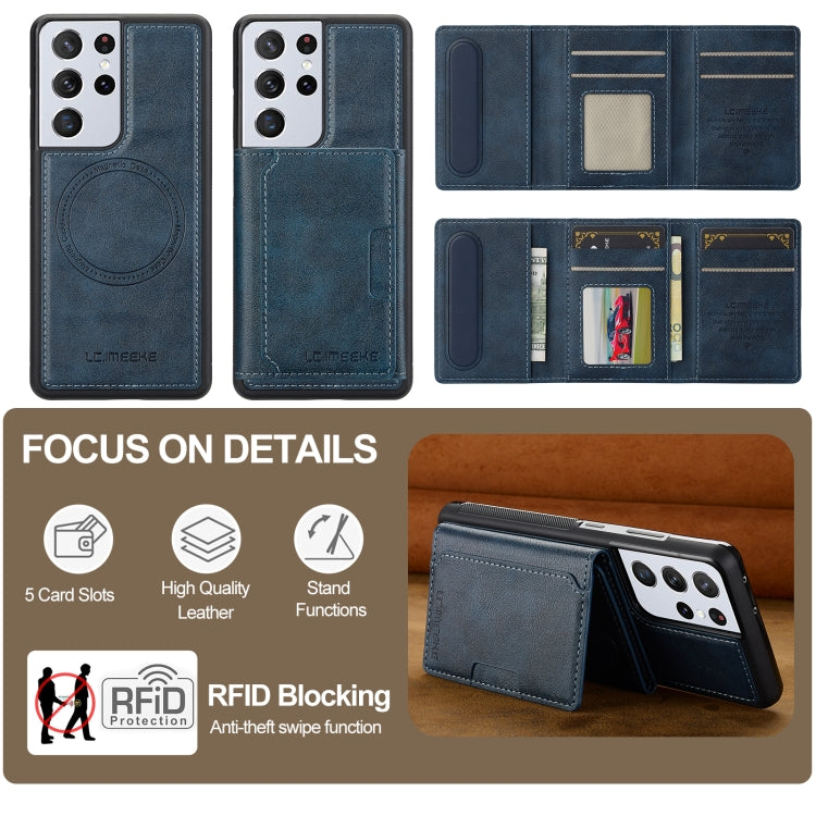 For Samsung Galaxy S21 Ultra 5G LC.IMEEKE L5 Series Detachable RFID Card Bag Magsafe Phone Case(Blue) - Galaxy S21 Ultra 5G Cases by LC.IMEEKE | Online Shopping UK | buy2fix