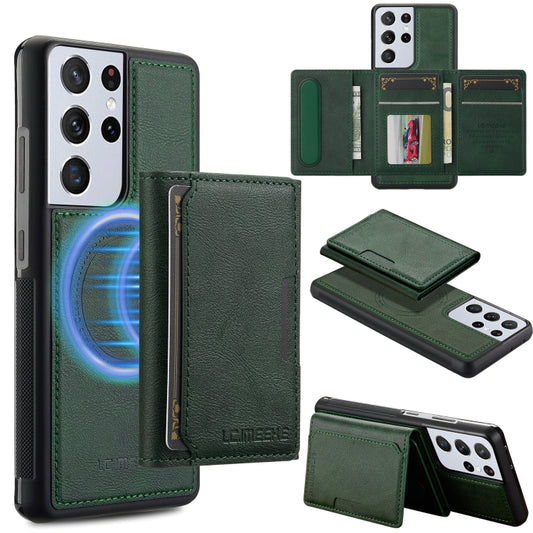For Samsung Galaxy S21 Ultra 5G LC.IMEEKE L5 Series Detachable RFID Card Bag Magsafe Phone Case(Green) - Galaxy S21 Ultra 5G Cases by LC.IMEEKE | Online Shopping UK | buy2fix