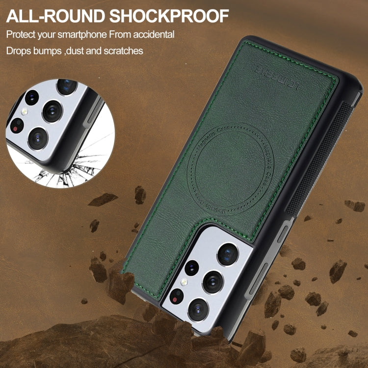 For Samsung Galaxy S21 Ultra 5G LC.IMEEKE L5 Series Detachable RFID Card Bag Magsafe Phone Case(Green) - Galaxy S21 Ultra 5G Cases by LC.IMEEKE | Online Shopping UK | buy2fix