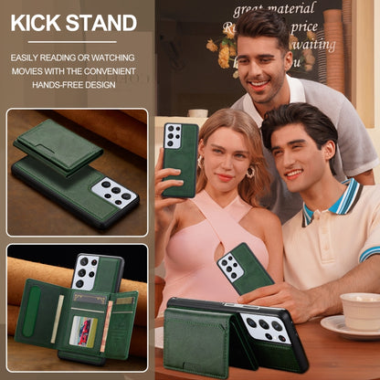 For Samsung Galaxy S21 Ultra 5G LC.IMEEKE L5 Series Detachable RFID Card Bag Magsafe Phone Case(Green) - Galaxy S21 Ultra 5G Cases by LC.IMEEKE | Online Shopping UK | buy2fix