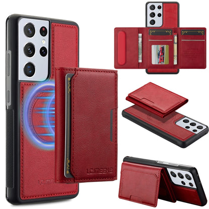 For Samsung Galaxy S21 Ultra 5G LC.IMEEKE L5 Series Detachable RFID Card Bag Magsafe Phone Case(Red) - Galaxy S21 Ultra 5G Cases by LC.IMEEKE | Online Shopping UK | buy2fix