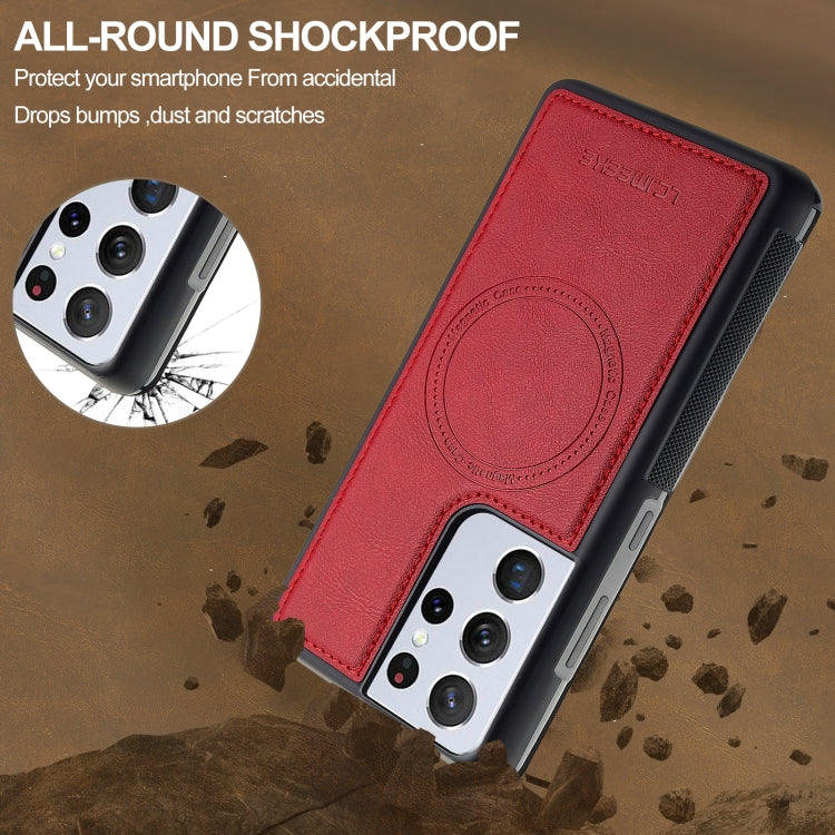 For Samsung Galaxy S21 Ultra 5G LC.IMEEKE L5 Series Detachable RFID Card Bag Magsafe Phone Case(Red) - Galaxy S21 Ultra 5G Cases by LC.IMEEKE | Online Shopping UK | buy2fix