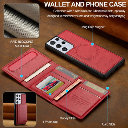 For Samsung Galaxy S21 Ultra 5G LC.IMEEKE L5 Series Detachable RFID Card Bag Magsafe Phone Case(Red) - Galaxy S21 Ultra 5G Cases by LC.IMEEKE | Online Shopping UK | buy2fix