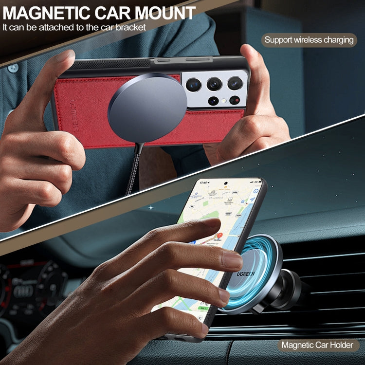 For Samsung Galaxy S21 Ultra 5G LC.IMEEKE L5 Series Detachable RFID Card Bag Magsafe Phone Case(Red) - Galaxy S21 Ultra 5G Cases by LC.IMEEKE | Online Shopping UK | buy2fix