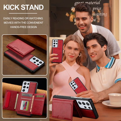 For Samsung Galaxy S21 Ultra 5G LC.IMEEKE L5 Series Detachable RFID Card Bag Magsafe Phone Case(Red) - Galaxy S21 Ultra 5G Cases by LC.IMEEKE | Online Shopping UK | buy2fix