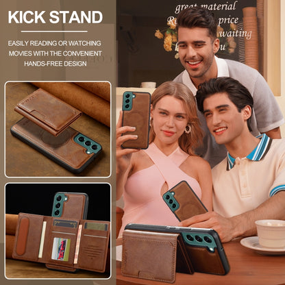 For Samsung Galaxy S22+ 5G LC.IMEEKE L5 Series Detachable RFID Card Bag Magsafe Phone Case(Brown) - Galaxy S22+ 5G Cases by LC.IMEEKE | Online Shopping UK | buy2fix