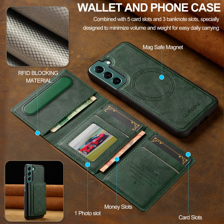 For Samsung Galaxy S22 5G LC.IMEEKE L5 Series Detachable RFID Card Bag Magsafe Phone Case(Green) - Galaxy S22 5G Cases by LC.IMEEKE | Online Shopping UK | buy2fix