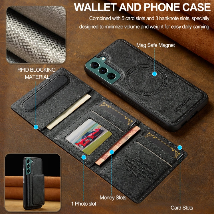 For Samsung Galaxy S21 FE 5G LC.IMEEKE L5 Series Detachable RFID Card Bag Magsafe Phone Case(Black) - Galaxy Phone Cases by LC.IMEEKE | Online Shopping UK | buy2fix