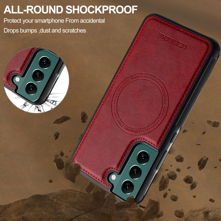 For Samsung Galaxy S21 FE 5G LC.IMEEKE L5 Series Detachable RFID Card Bag Magsafe Phone Case(Red) - Galaxy Phone Cases by LC.IMEEKE | Online Shopping UK | buy2fix