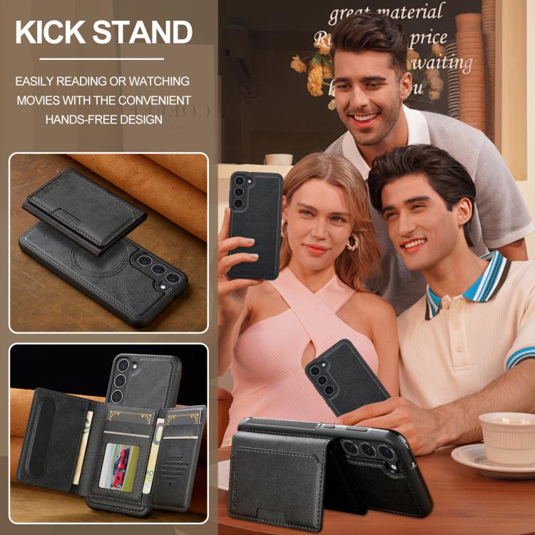 For Samsung Galaxy S25 5G LC.IMEEKE L5 Series Detachable RFID Card Bag Magsafe Phone Case(Black) - Galaxy S25 5G Cases by LC.IMEEKE | Online Shopping UK | buy2fix