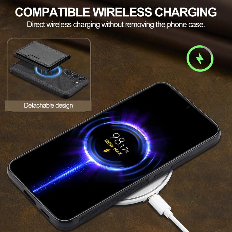 For Samsung Galaxy S25 5G LC.IMEEKE L5 Series Detachable RFID Card Bag Magsafe Phone Case(Black) - Galaxy S25 5G Cases by LC.IMEEKE | Online Shopping UK | buy2fix